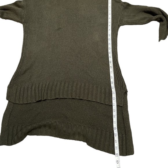 HALOGEN Green Long Knit Turtleneck Sweater Size S Hi Low **Deep Olive Green - Picture 8 of 10